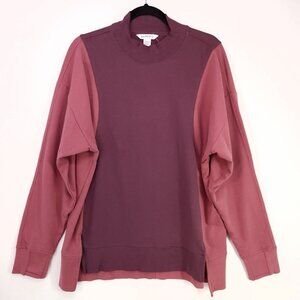 Athleta Pullover Soft Sweatshirt Womens Large Colorblock Mock Neck Activewear